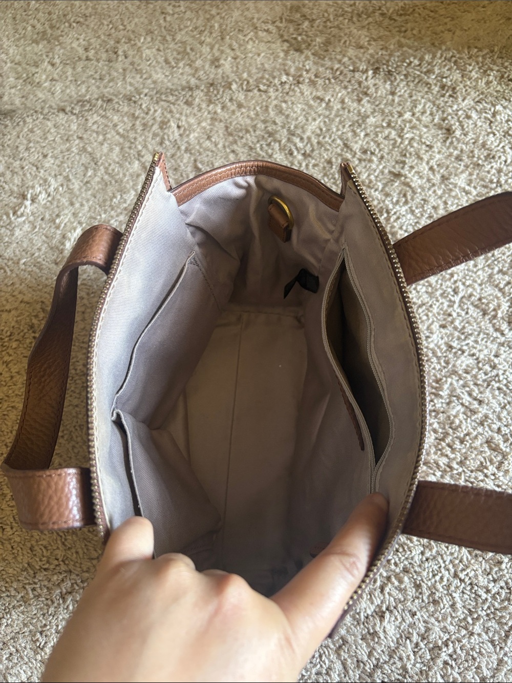 Fossil Tessa satchel Chestnut Brown Pebbled Leather Shoulder Bag - Picture 6 of 16